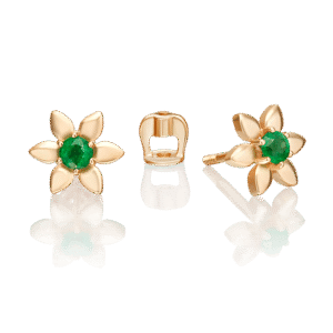 Stud Earrings in rose gold with Emerald-030