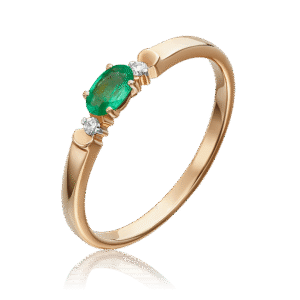 rose gold ring with emerald and diamonds-087