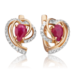 English Lock Earrings in Rose gold with ruby and Diamonds-031