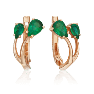 English Lock Earrings in Rose Gold with Emeralds-057