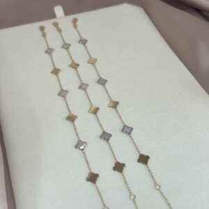 14k Solid Two tone Gold Clover, Purple and yellow