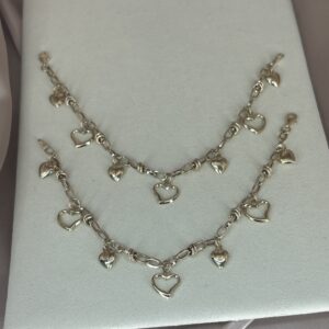 14k Solid Gold Heart n hollow heart Bracelet charm