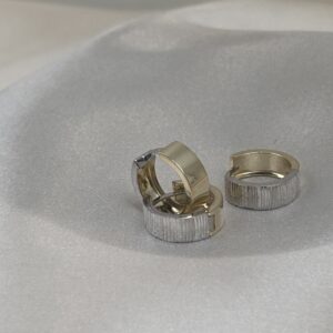 14k Gold Two Tone, Yellow n White Earrings