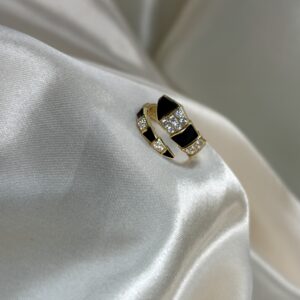 18k Gold-toned Black Inlay and diamond accents