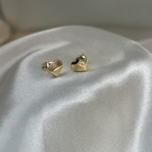 18k Solid Gold Heart Stud Earrings