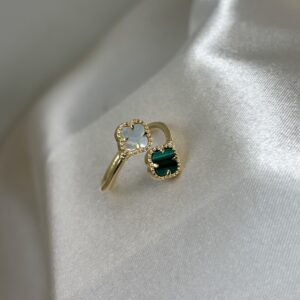 18k Gold adjustable Green clover