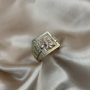 14K TWO TONED HORSE INLAY WITH SPARKLE DIAMOND