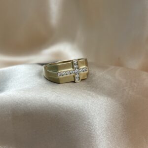 14K YELLOW GOLD WITH CROSS STONES