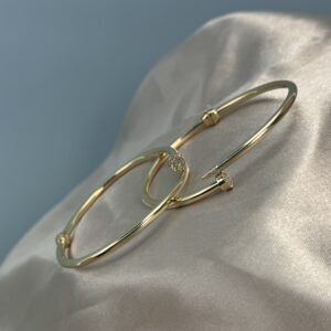 14k Solid Nail Accented Screw Design