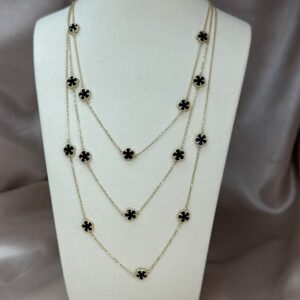 14k Solid Black Gold Clovers