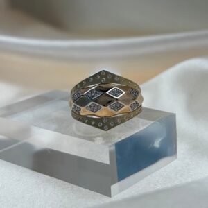 14K TWO-TONE GOLD WITH QUILTED WEAVE BAND RING