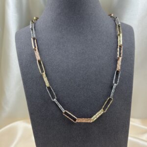 14K TRI COLOR PAPERCLIP CHAIN