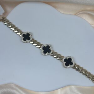 14K BLACK VC CLOVER WITH DIAMOND MOTIFS