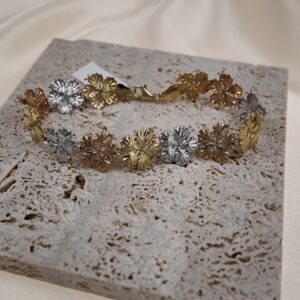 14K TRI-COLOR GOLD FLOWER BRACELET