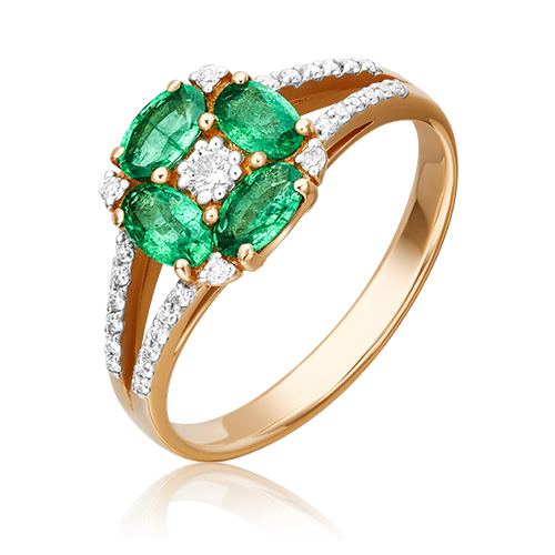 Rose Gold Ring with emeralds and diamonds-050