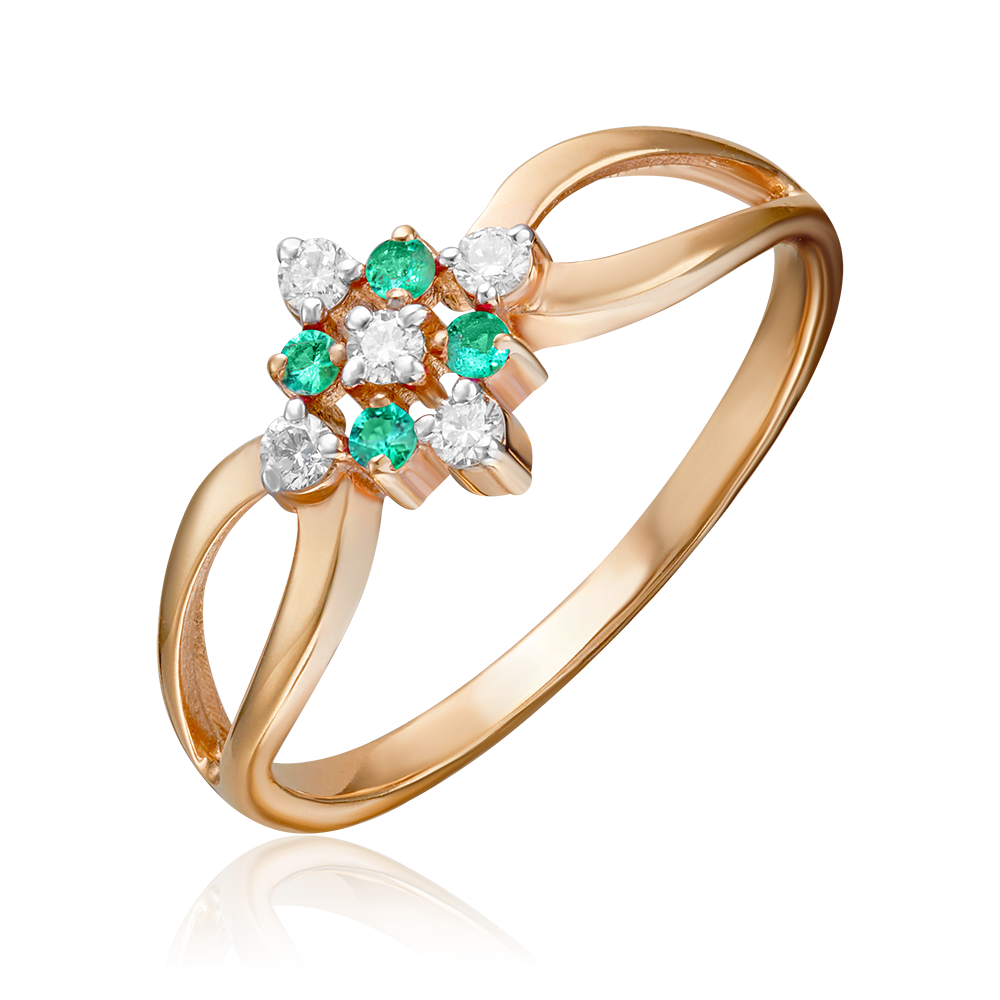 Rose Gold Ring with emeralds and diamonds-040