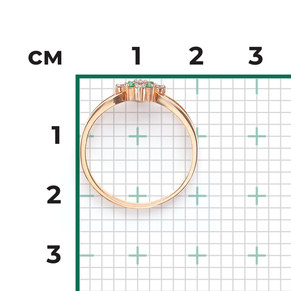 Rose Gold Ring with emeralds and diamonds-040