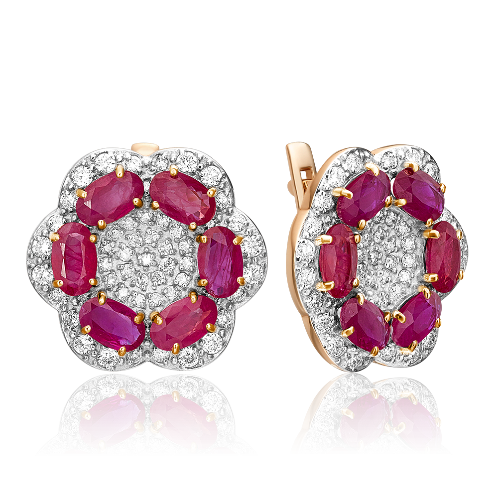 English Lock earrings in rose gold with rubies and diamonds-022