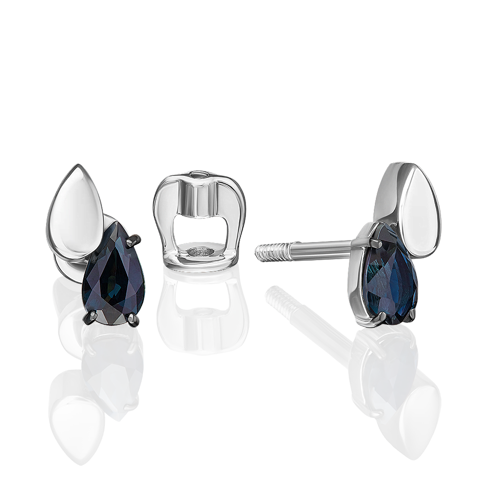 Sapphire (natural) treated: quantity - 2 pcs, cut - Pear, total weight - 0.50 ct, color - 2, clarity - 2-011