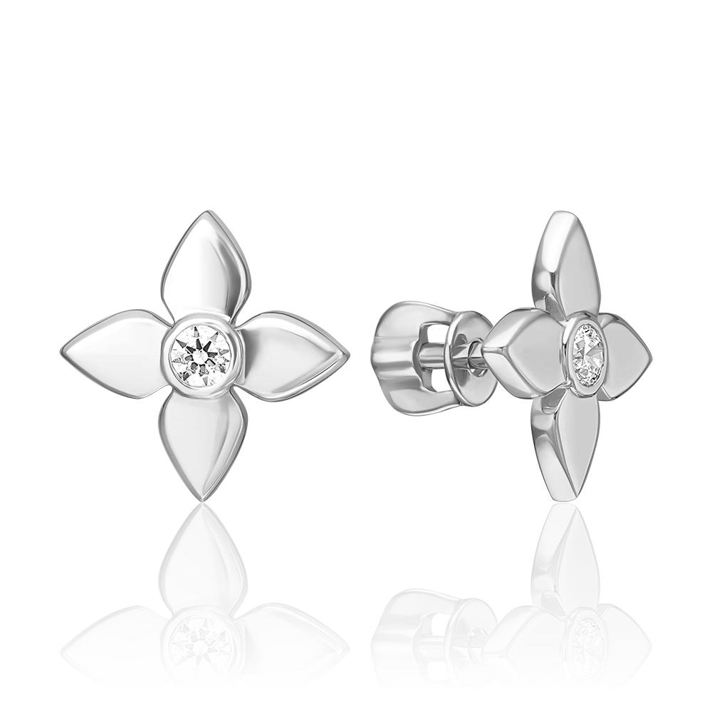 Stud earrings in white gold with a diamond-055