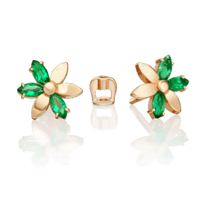 Stud Earrings in Rose Gold with Emeralds-040