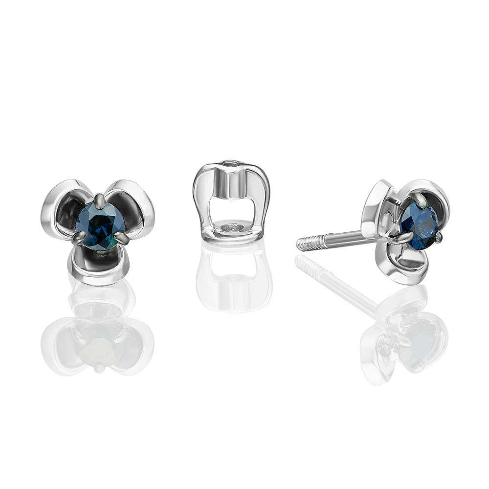 Stud Earrings in White Gold with Sapphire-063