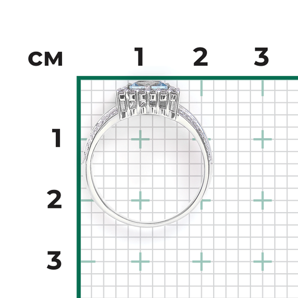 White gold ring with topaz and diamonds-046
