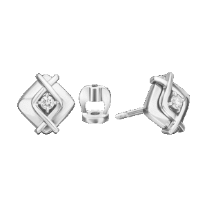 Stud Earrings in white gold with a diamond-024
