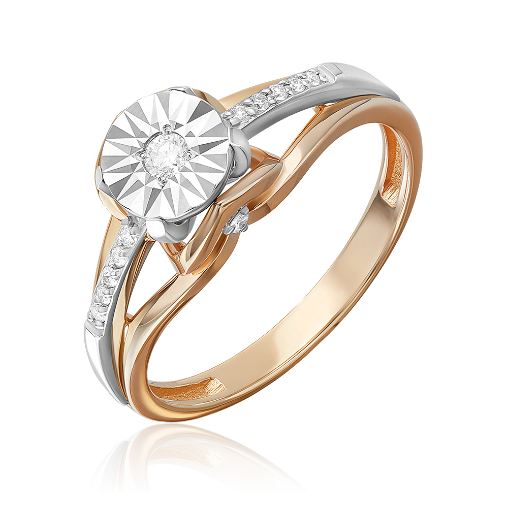 Combined gold with diamonds ring-083