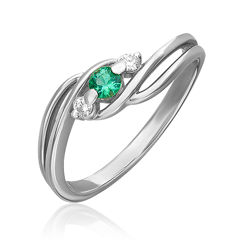 white gold emerald diamond ring-064