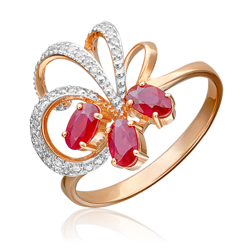 Rose gold ring with rubies and diamonds-024