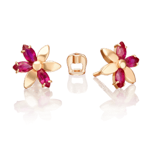 Stud Earrings in Rose Gold with Rubies-061