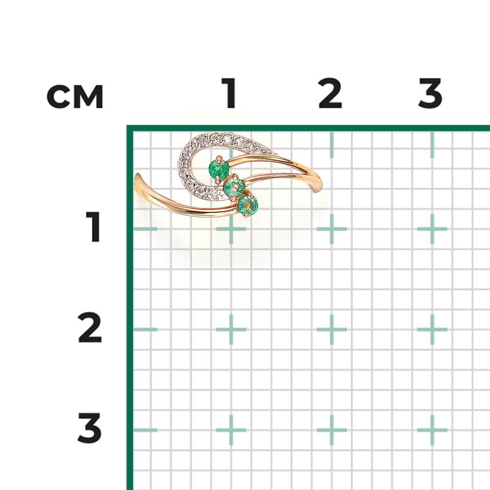 Rose gold ring with emeralds and diamonds-058