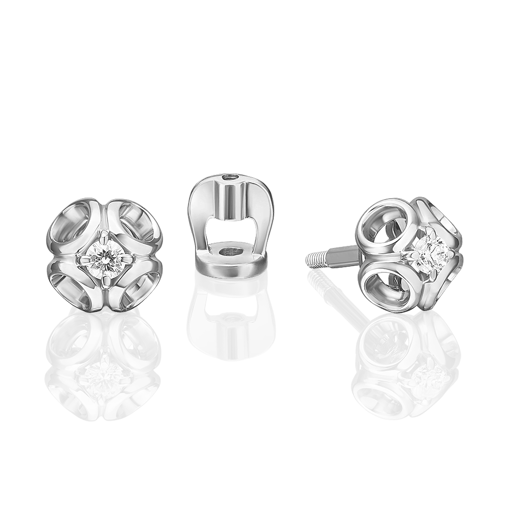 Stud earrings in white gold with a diamond-053