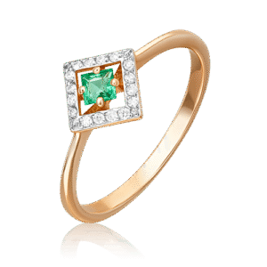 Rose gold ring with emeralds and diamonds-102
