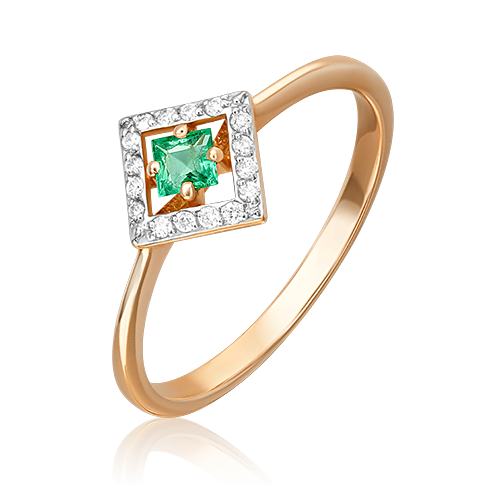 Rose gold ring with emeralds and diamonds-102
