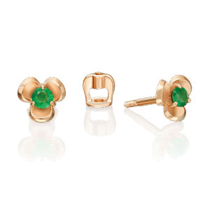Stud Earrings in Rose Gold with Emerald-054