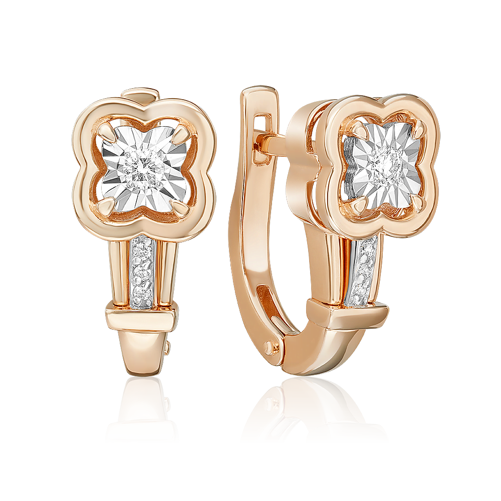 English lock earrings in combined gold and diamonds-049