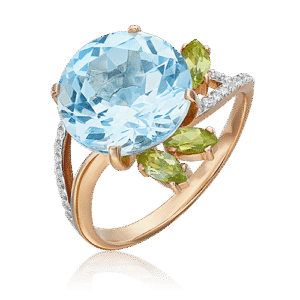 Rose Gold Topaz and Chrysolite Marquis with Diamonds-115