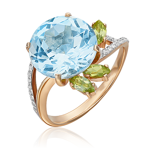 Rose Gold Topaz and Chrysolite Marquis with Diamonds-115