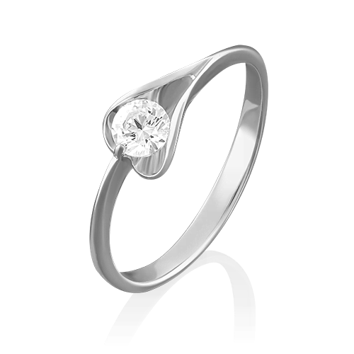 White gold diamond ring in heart petal-014