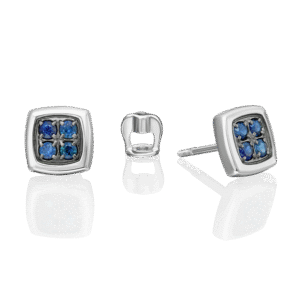Stud Earrings in White Gold with Sapphires-065