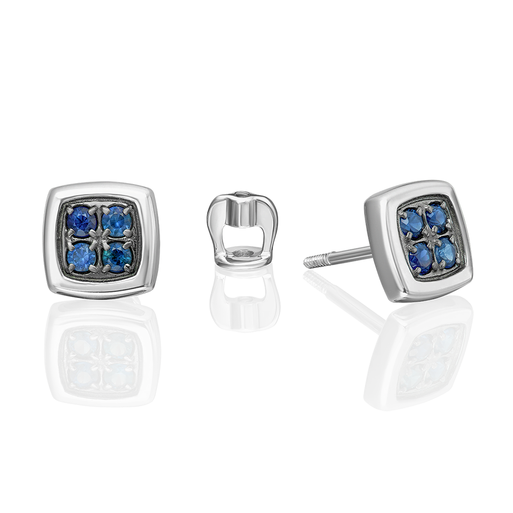 Stud Earrings in White Gold with Sapphires-065