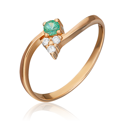 gold ring with emerald and diamonds-021