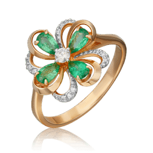 Rose gold ring with emeralds and diamonds-101