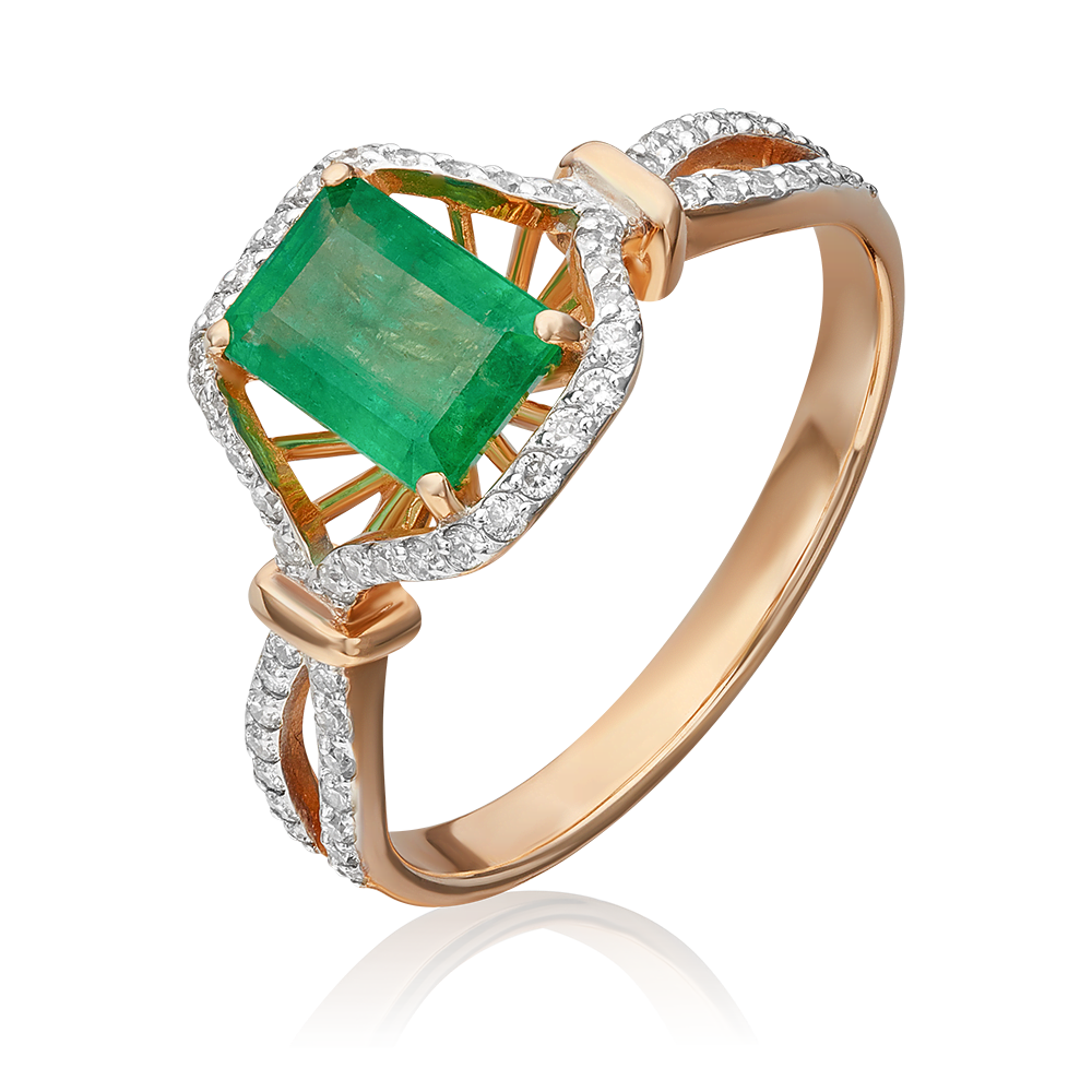 rose gold ring with emerald and diamonds-063