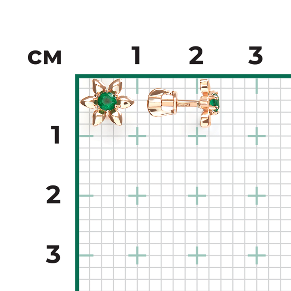 Stud Earrings in rose gold with Emerald-030