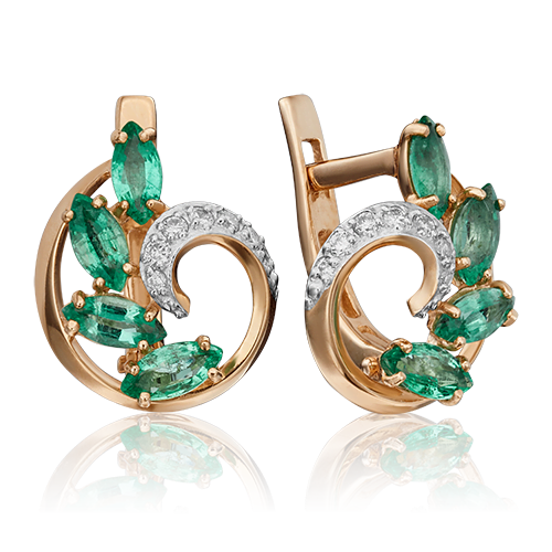 English lock earrings in red gold with emeralds and diamonds-039