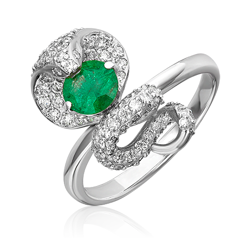King Cobra ring in white gold with emerald and diamonds-033