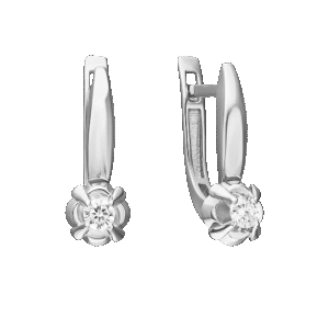 White gold clasp earrings with diamond-005